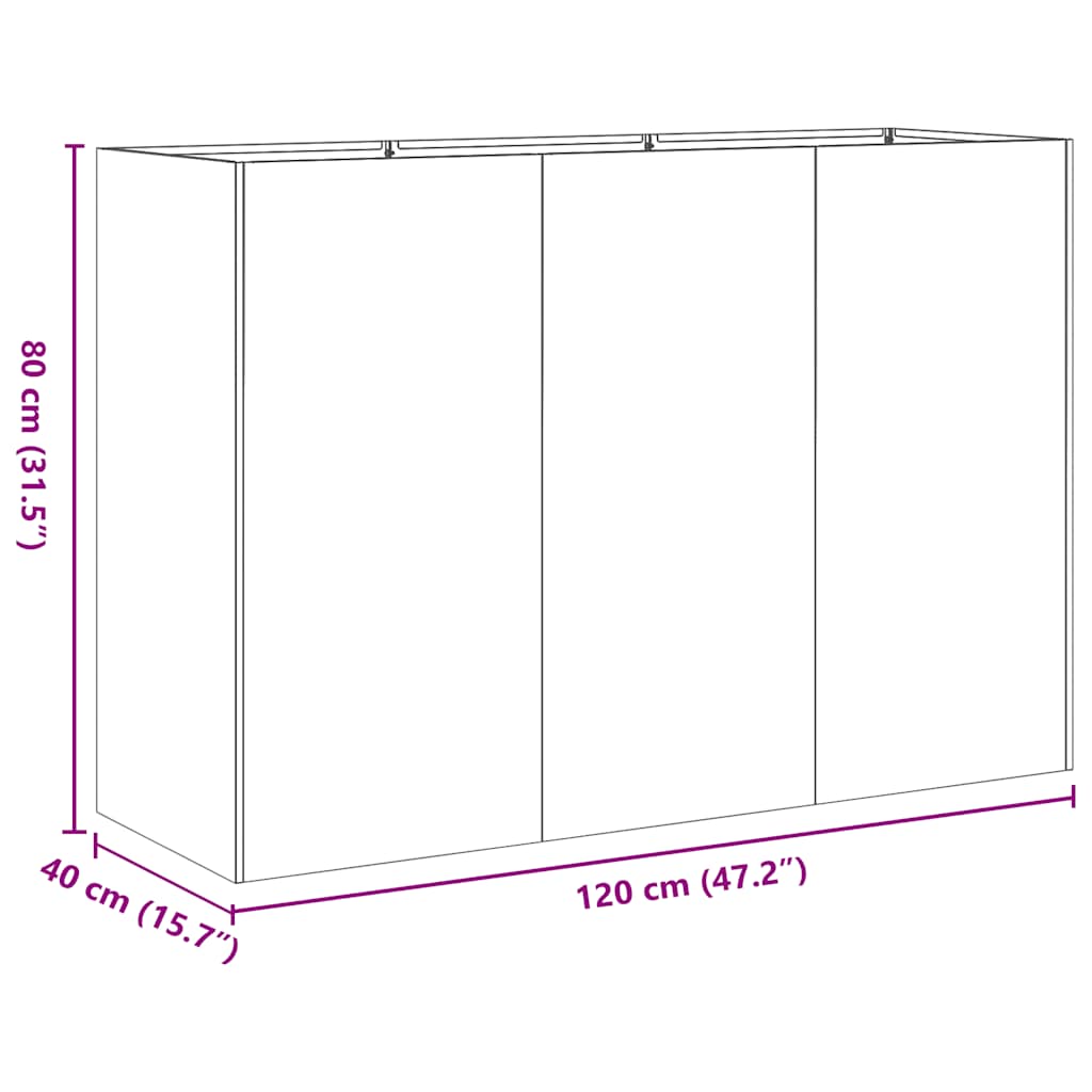 Odlingslåda svart 120x40x80 cm kallvalsat stål