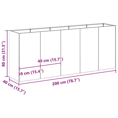 Planteringskärl svart 200x40x80 cm kallvalsat stål