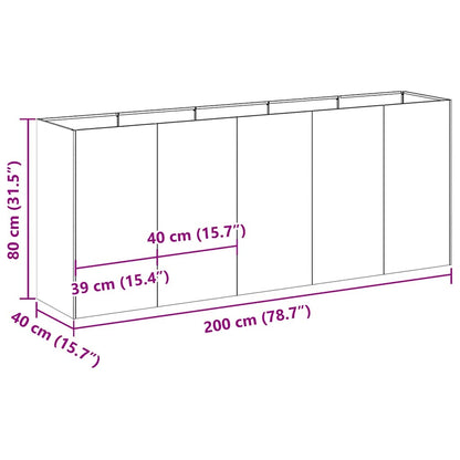 Planteringskärl antracit 200x40x80 cm kallvalsat stål