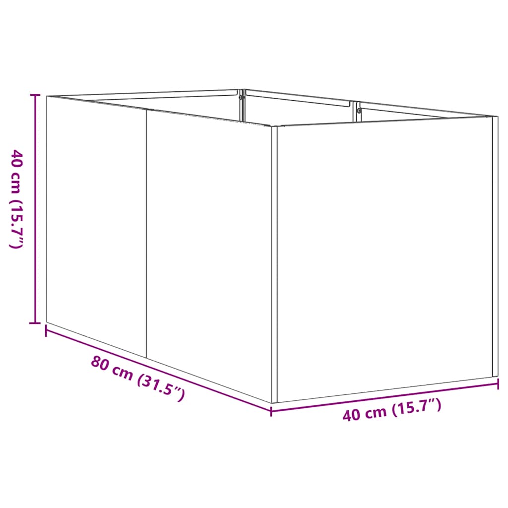 Planteringskärl rostig 40x80x40 cm väderbeständigt stål