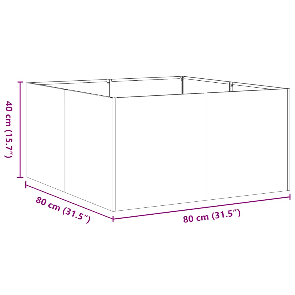 Planteringskärl rostig 80x80x40 cm väderbeständigt stål