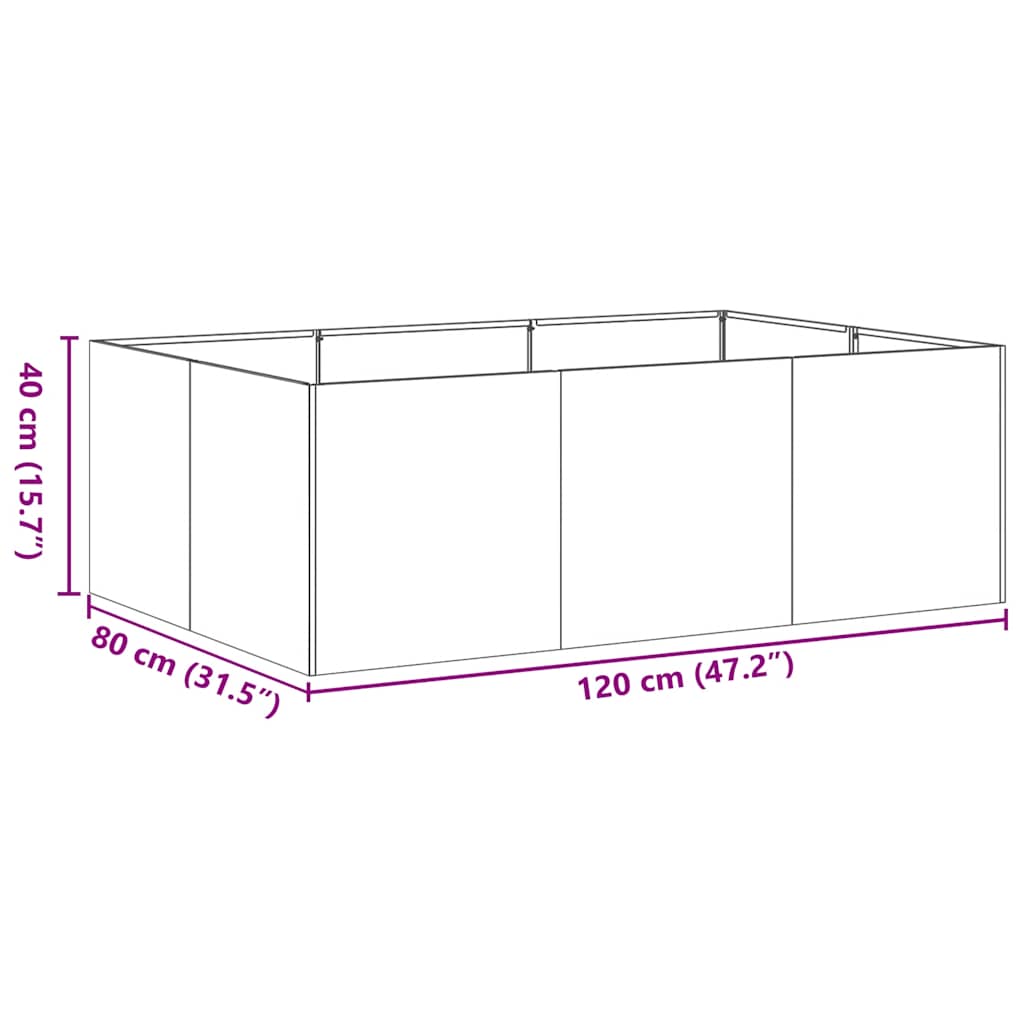 Planteringskärl vit 120x80x40 cm stål