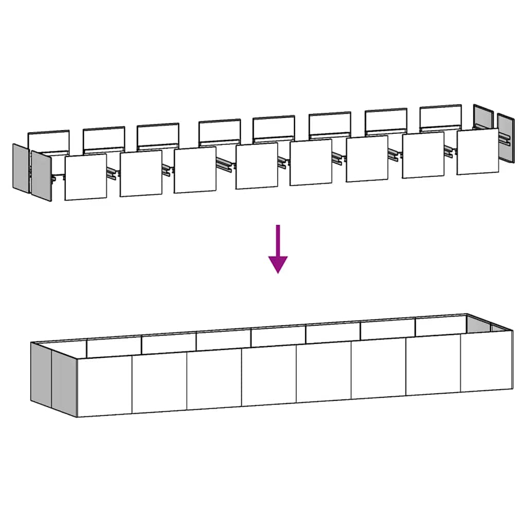 Planteringskärl 360x80x40 cm galvaniserat stål