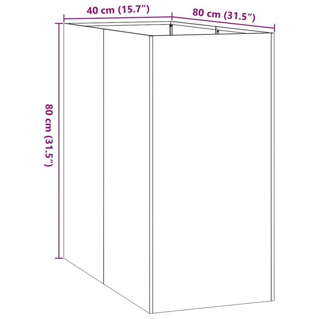 Planteringskärl svart 40x80x80 cm stål