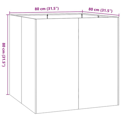 Planteringskärl vit 80x80x80 cm stål