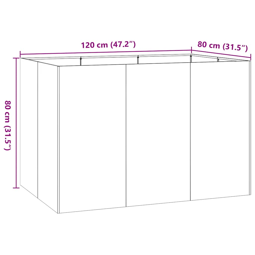 Planteringskärl rostig 120x80x80 cm väderbeständigt stål