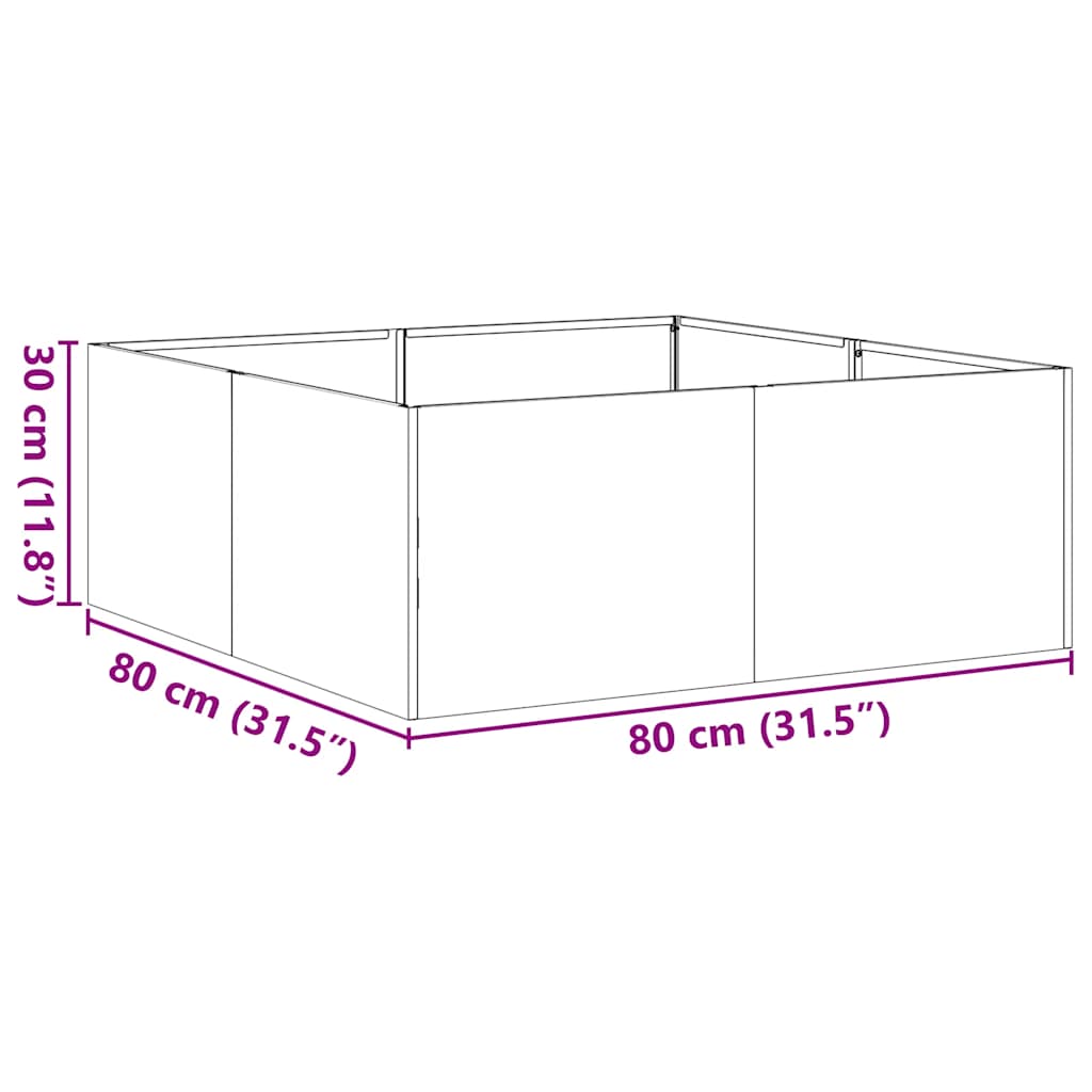 Planteringskärl 80x80x30 cm galvaniserat stål