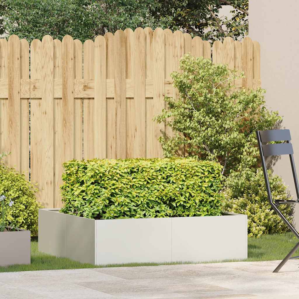 Planteringskärl vit 100x100x30 cm stål