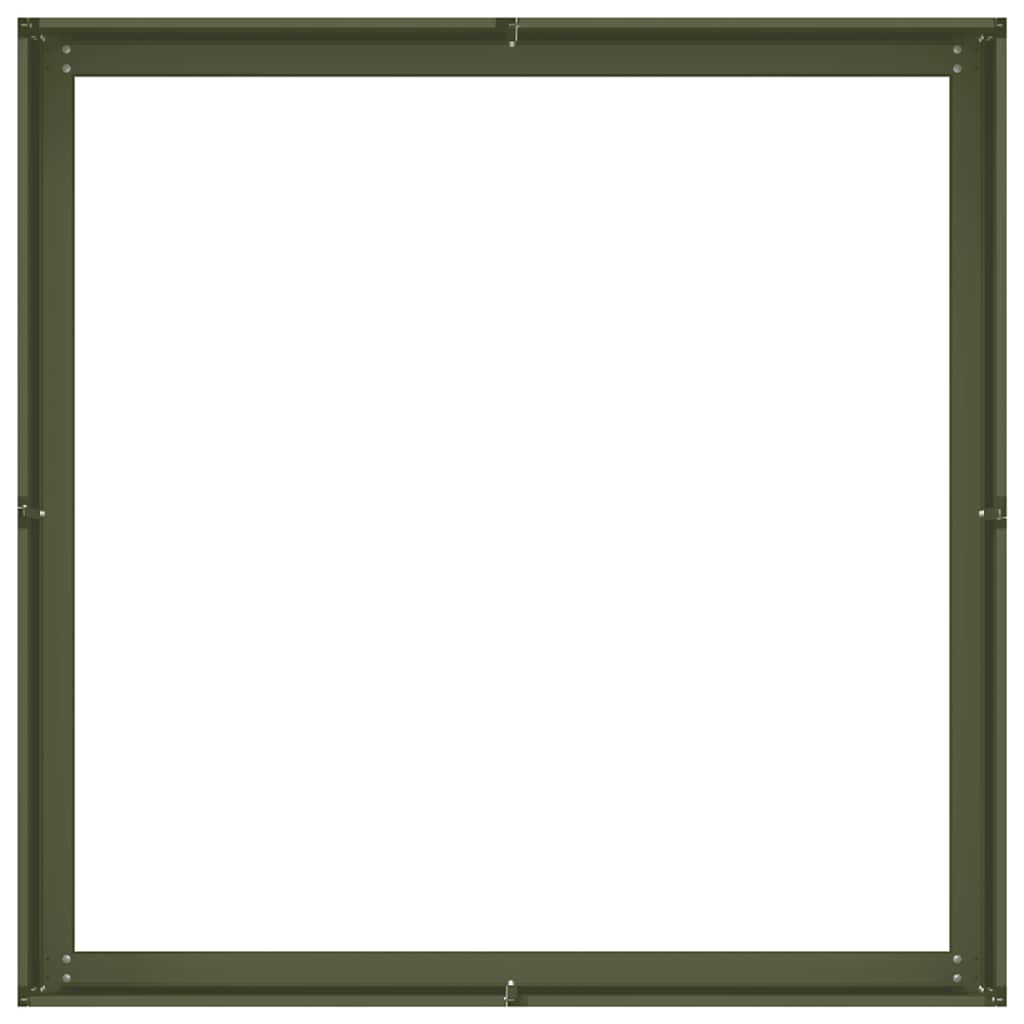 Planteringskärl olivgrön 100x100x30 cm stål