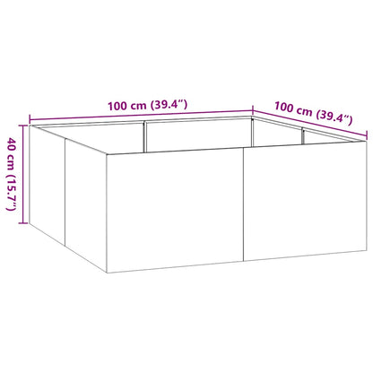 Planteringskärl antracit 100x100x40 cm stål