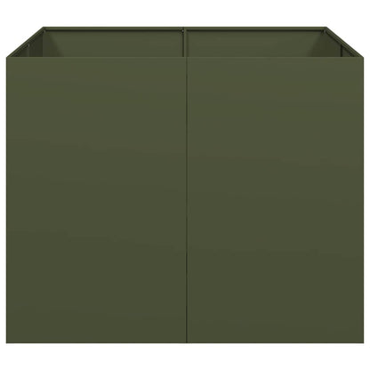 Planteringskärl olivgrön 100x100x80 cm stål