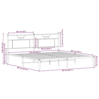 Sängram utan madrass rökt ek 160x200cm konstruerat trä