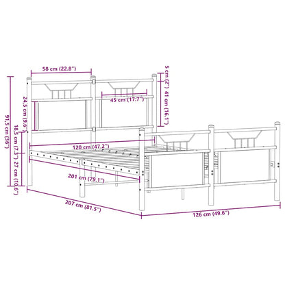 Sängram utan madrass rökfärgad ek 120x200 cm konstruerad trä