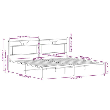 Sängram utan madrass Sonoma ek 200x200 cm konstruerat trä