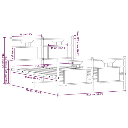 Sängram utan madrass brun ek 137x190 cm konstruerad trä
