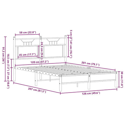 Sängram utan madrass rökfärgad ek 120x200 cm konstruerad trä