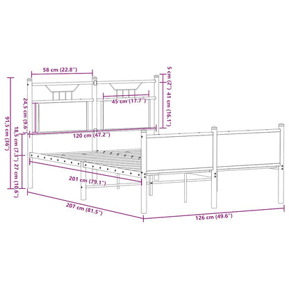 Sängram utan madrass rökfärgad ek 120x200 cm konstruerad trä