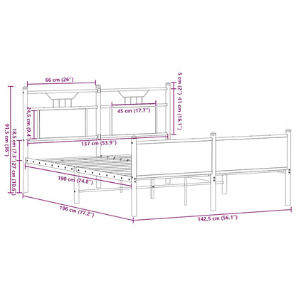 Sängram utan madrass rökfärgad ek 137x190 cm konstruerad trä