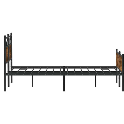 Sängram utan madrass rökfärgad ek 150x200 cm konstruerad trä