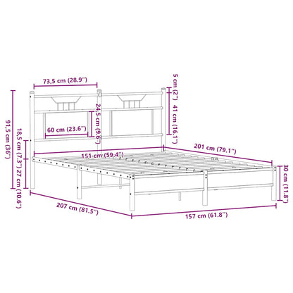 Sängram utan madrass sonoma-ek 150x200 cm konstruerad trä