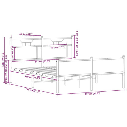 Sängram utan madrass sonoma-ek 140x190 cm konstruerad trä