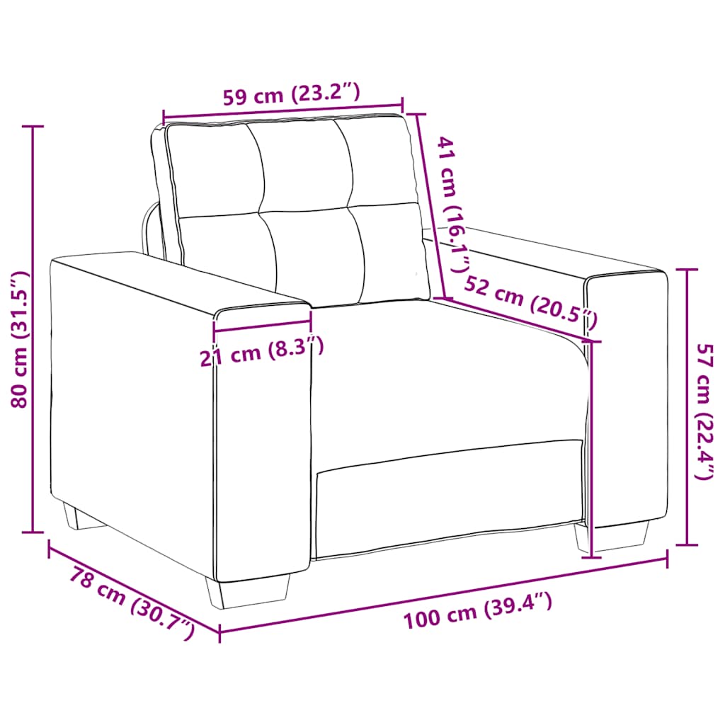 Soffstol rosa 59 cm sammet