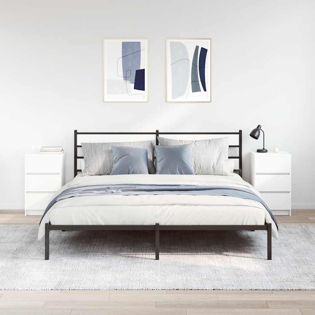 Sängbord med 3 lådor 2 st vit 39x35x65 cm