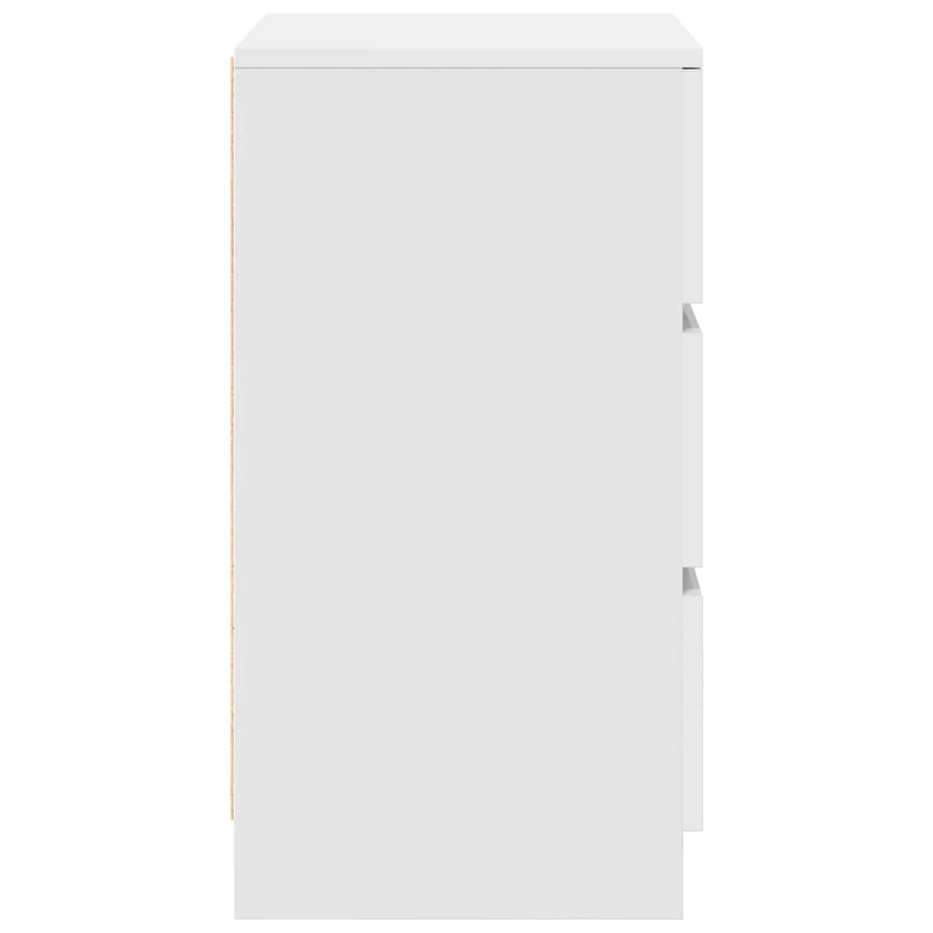 Sängbord med 3 lådor 2 st vit 39x35x65 cm