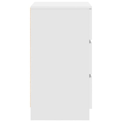 Sängbord med 3 lådor 2 st vit 39x35x65 cm