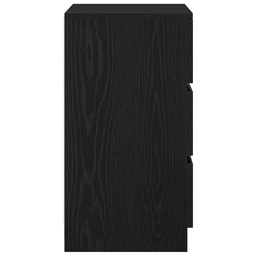 Sängbord med 3 lådor 2 st svart 39x35x65 cm