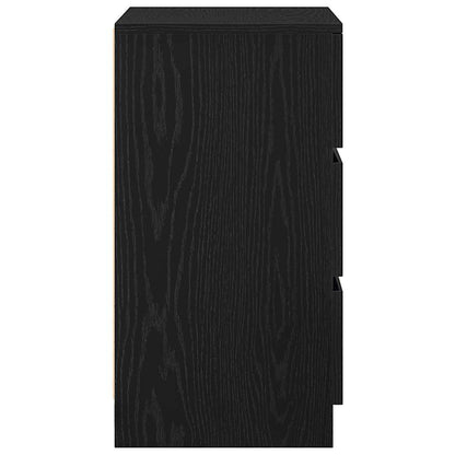 Sängbord med 3 lådor 2 st svart 39x35x65 cm