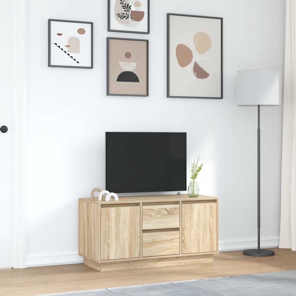 TV-bänk med LED-lampor Sonoma ek 100x41x50 cm