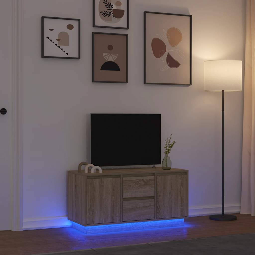 TV-bänk med LED-lampor Sonoma ek 100x41x50 cm