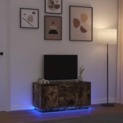 TV-bänk med LED-lampor rökt ek 100x41x50 cm