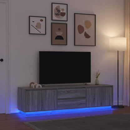 TV-bänk med LED-lampor gammalt trä 100x41x50 cm