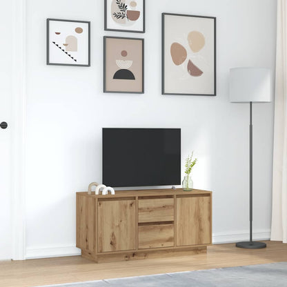 TV-bänk med LED-lampor hantverksmässig ek 100x41x50 cm