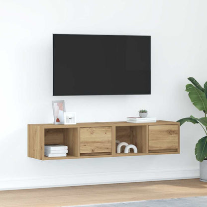 TV-bänkar 2 st hantverksmässig ek 60x31x25,5 cm konstruerat trä