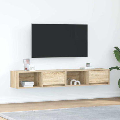 TV-bänkar 2 st, Sonoma ek, 80x31x25,5 cm konstruerat trä