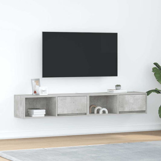 TV-bänkar 2 st betonggrå 80x31x25,5 cm konstruerat trä