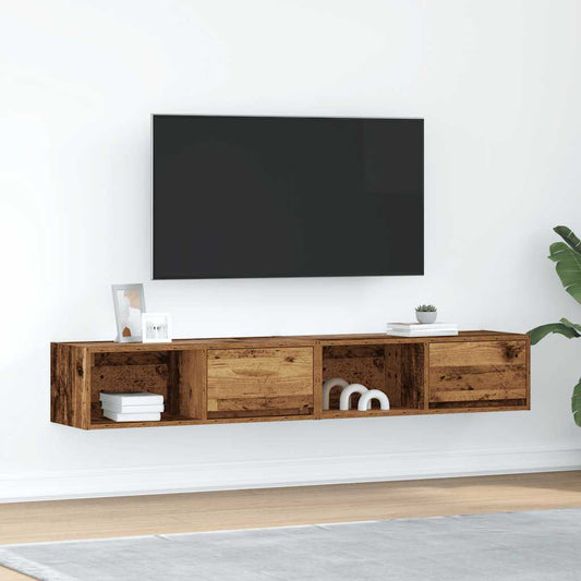 TV-bänkar 2 st gammalt trä 80x31x25,5 cm konstruerat trä