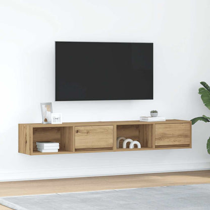 TV-bänkar 2 st hantverksmässig ek 80x31x25,5 cm konstruerat trä