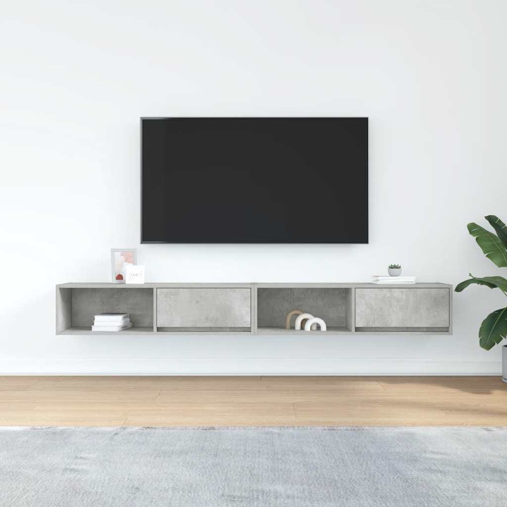 TV-bänkar 2 st betonggrå 100x31x25,5 cm konstruerat trä