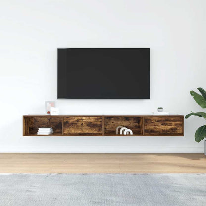 TV-bänkar 2 st rökt ek 100x31x25,5 cm konstruerat trä