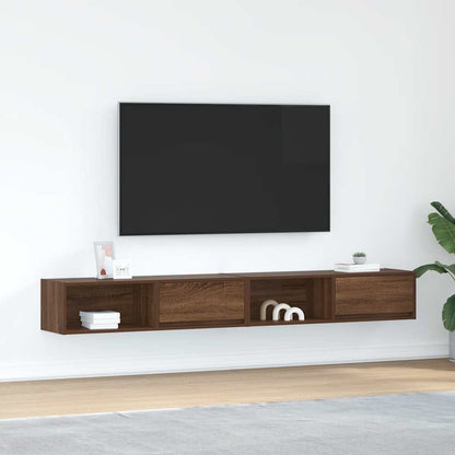 TV-bänkar 2 st brun ek 100x31x25,5 cm konstruerat trä