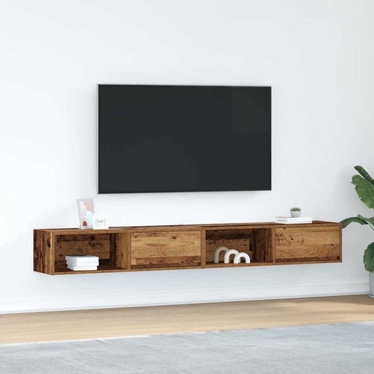 TV-bänkar 2 st gammalt trä 100x31x25,5 cm konstruerat trä