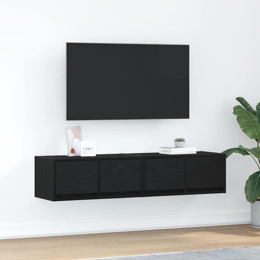 TV-bänkar 2 st svart ek 60x31x25,5 cm konstruerat trä