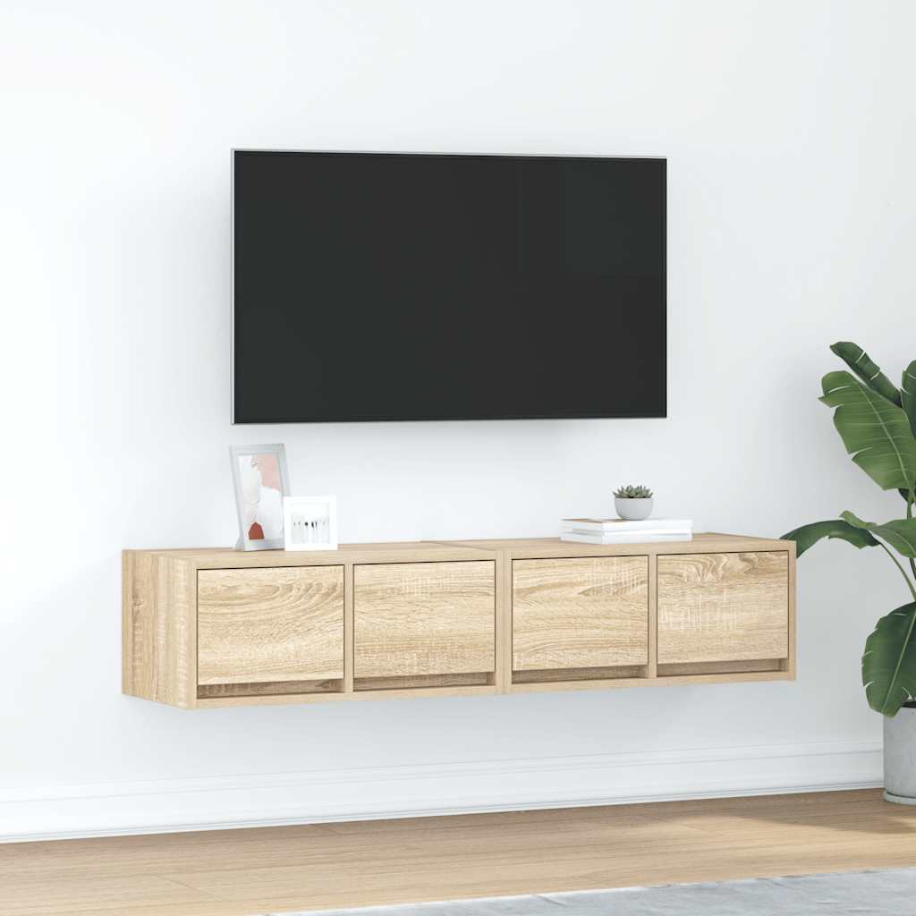 TV-bänkar 2 st Sonoma ek 60x31x25,5 cm konstruerat trä