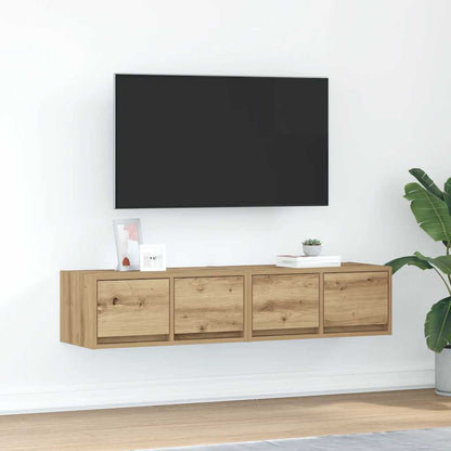 TV-bänkar 2 st hantverksmässig ek 60x31x25,5 cm konstruerat trä