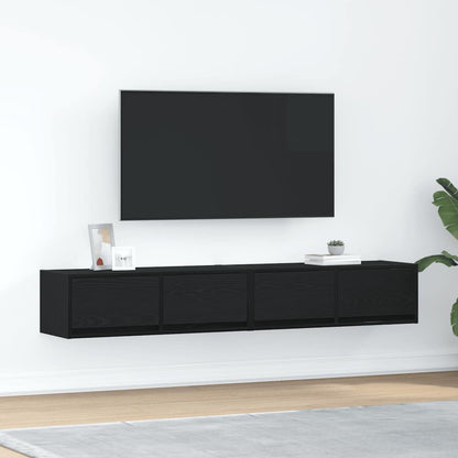 TV-bänkar 2 st svart ek 80x31x25,5 cm konstruerat trä