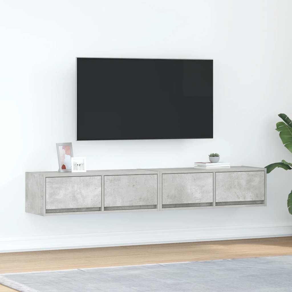 TV-bänkar 2 st betonggrå 80x31x25,5 cm konstruerat trä